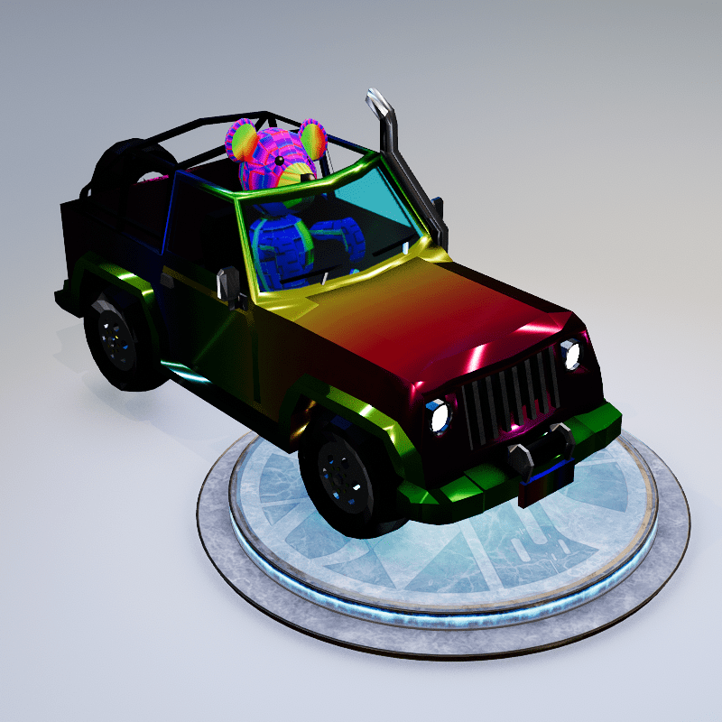 Rainbow Teddy Car