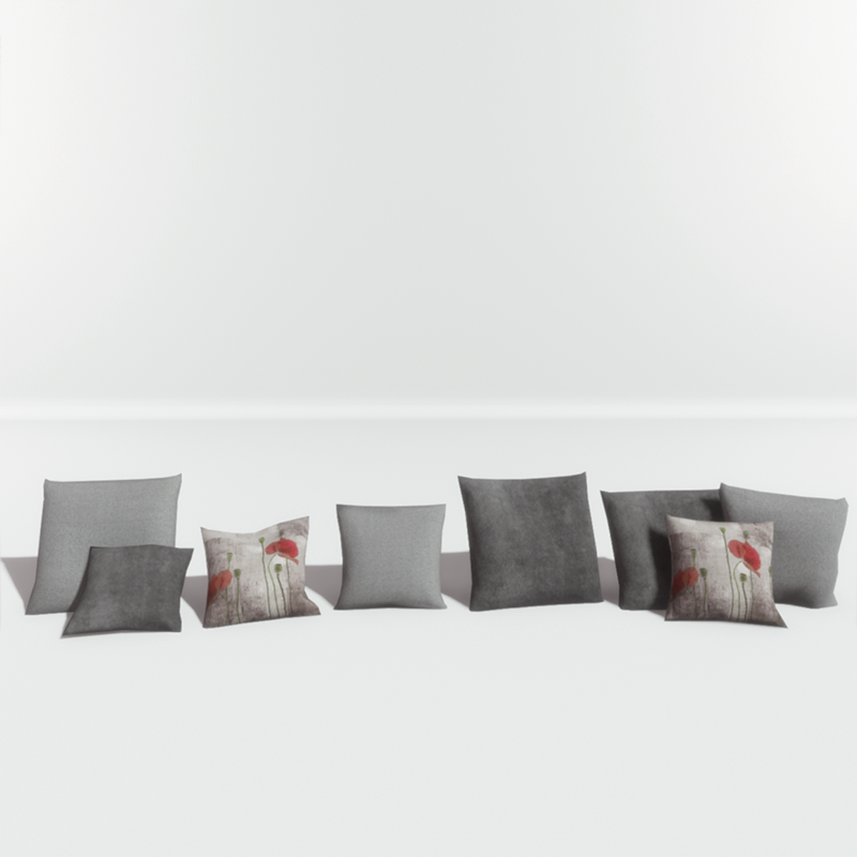 Grey decorative pillows
