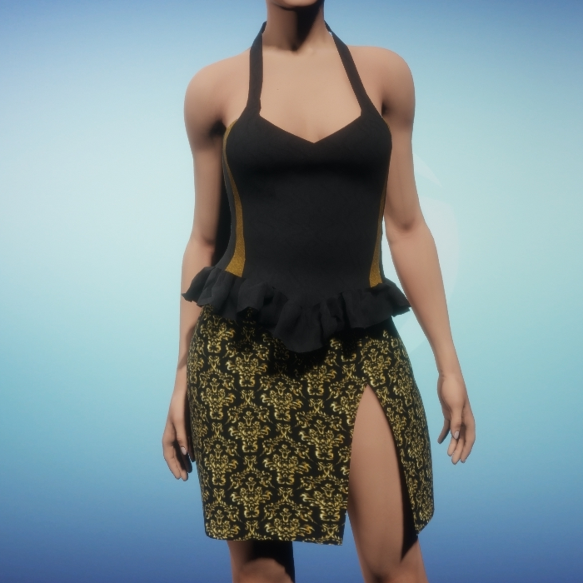 Side Slit Skirt with Corset Top