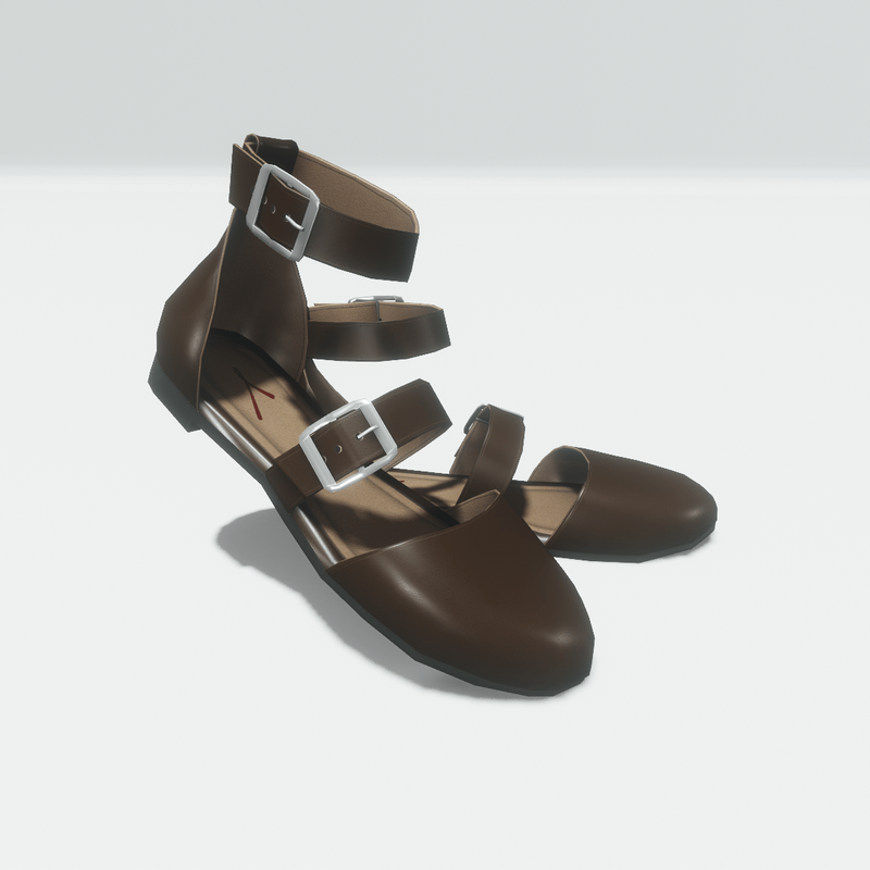 Ankle buckle flat shoes - brown