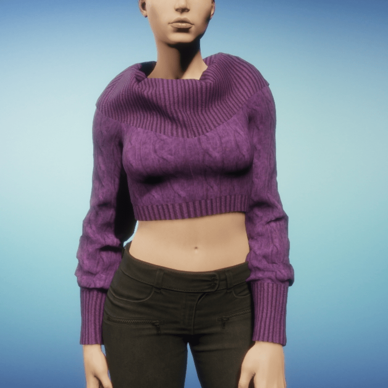 Cropped Cowl Neck Sweater - Pink