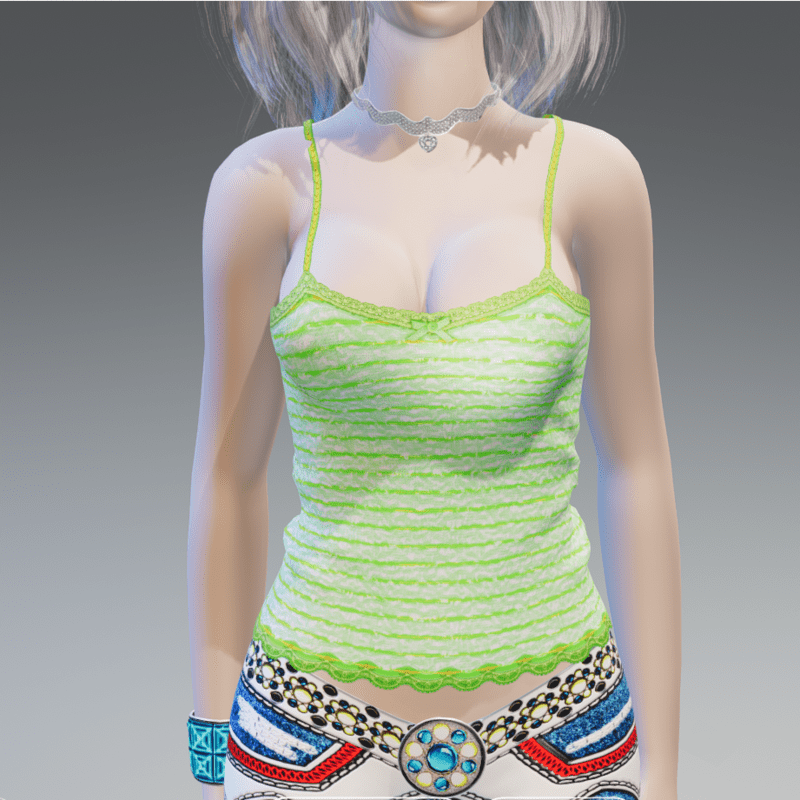 Vintage Green-Stripes Long Tank-Top - Female