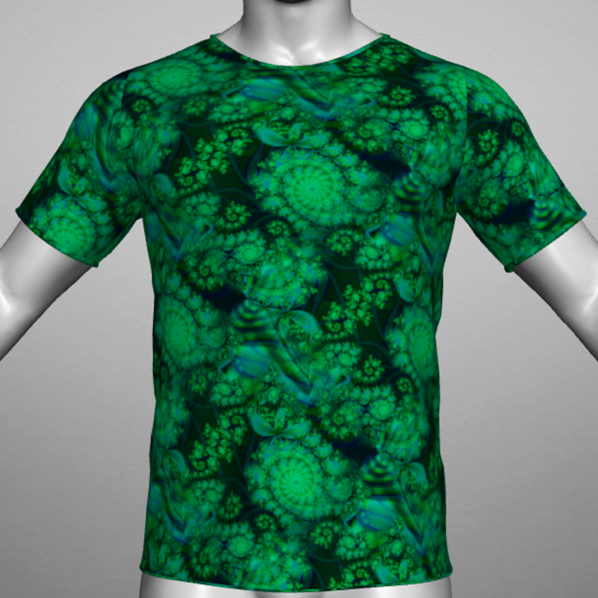 Groovy Fractal T Shirt - Green