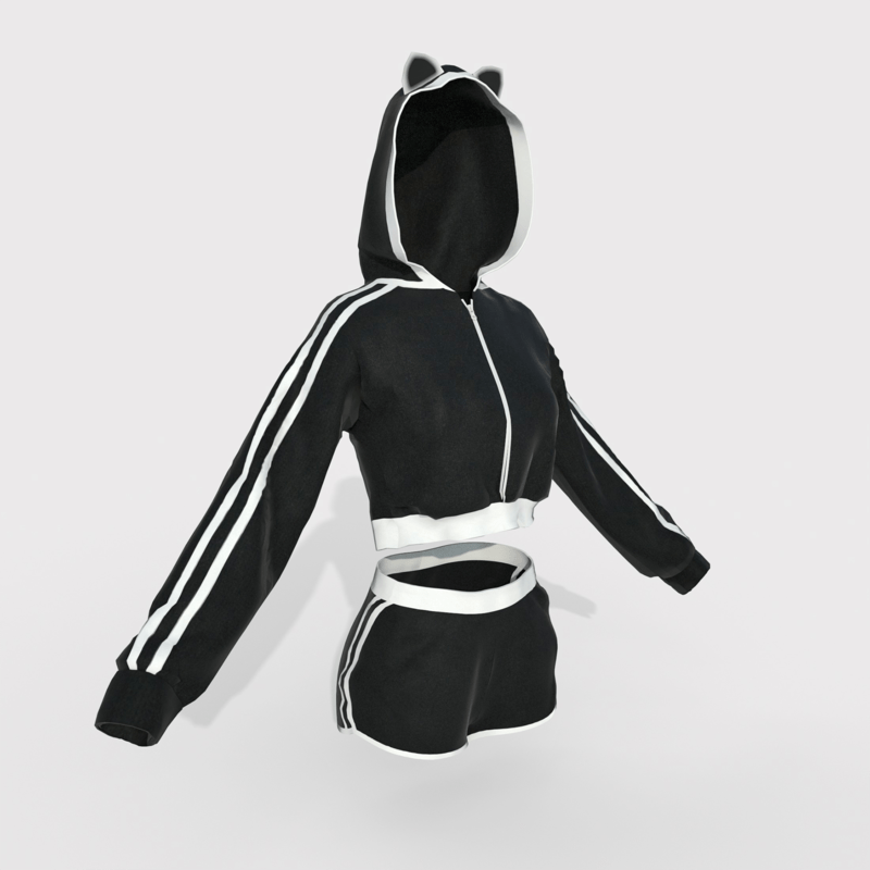 Hoodie and Shorts Black