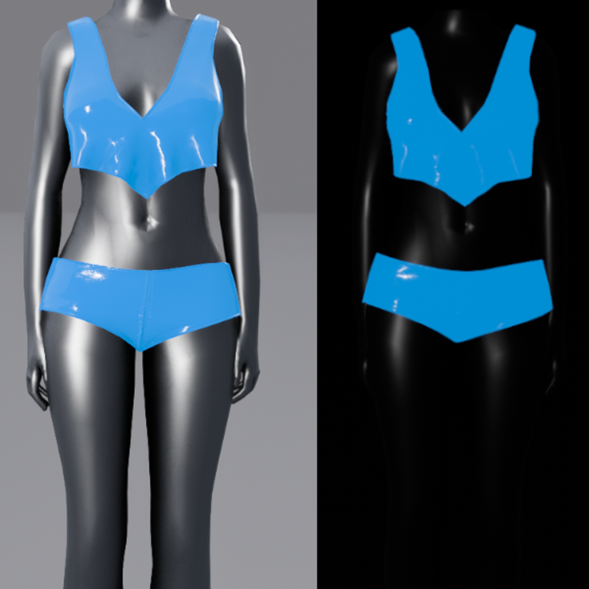 Emissive Plastic Shorts and Top Set - Blue