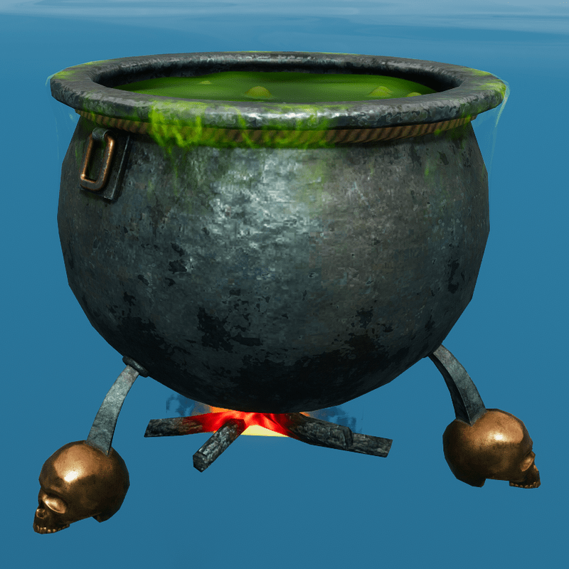 Witch's cauldron with fire