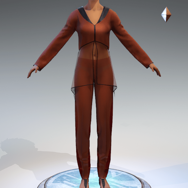 Sheer Tunic Suit - Orange Wool