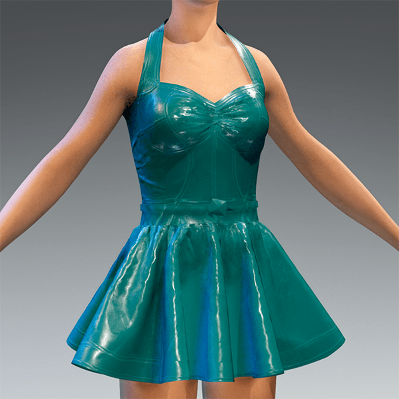 Latex Rubber Dress Short turquoise