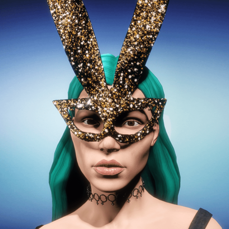 Bunny Mask Glitter Golden