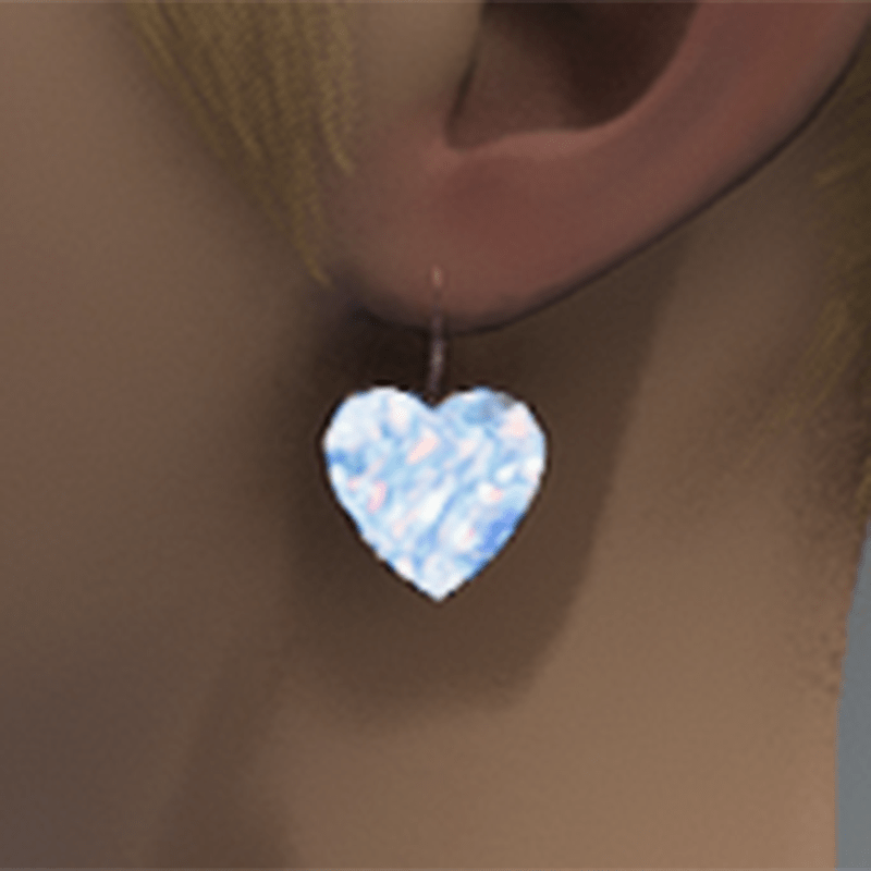 Emissive opal heart earrings