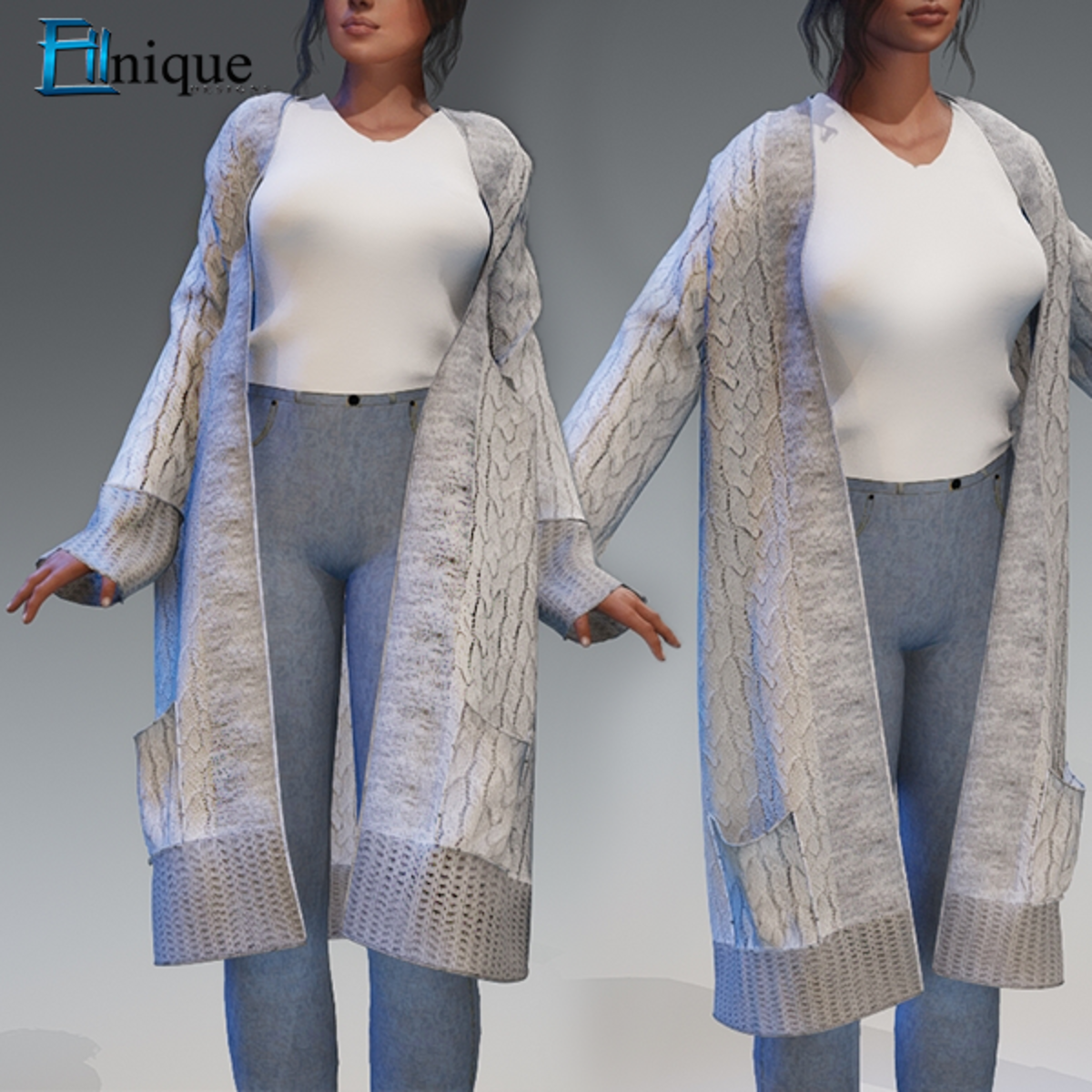 Nicci Long Knit Cardigan Grey