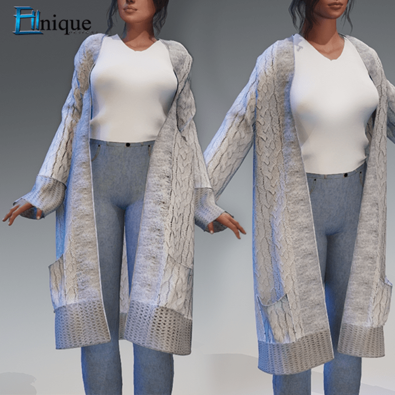 Nicci Long Knit Cardigan Grey