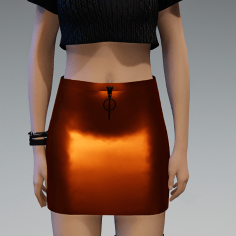 Orange Metalic Skirt with Black Zipper