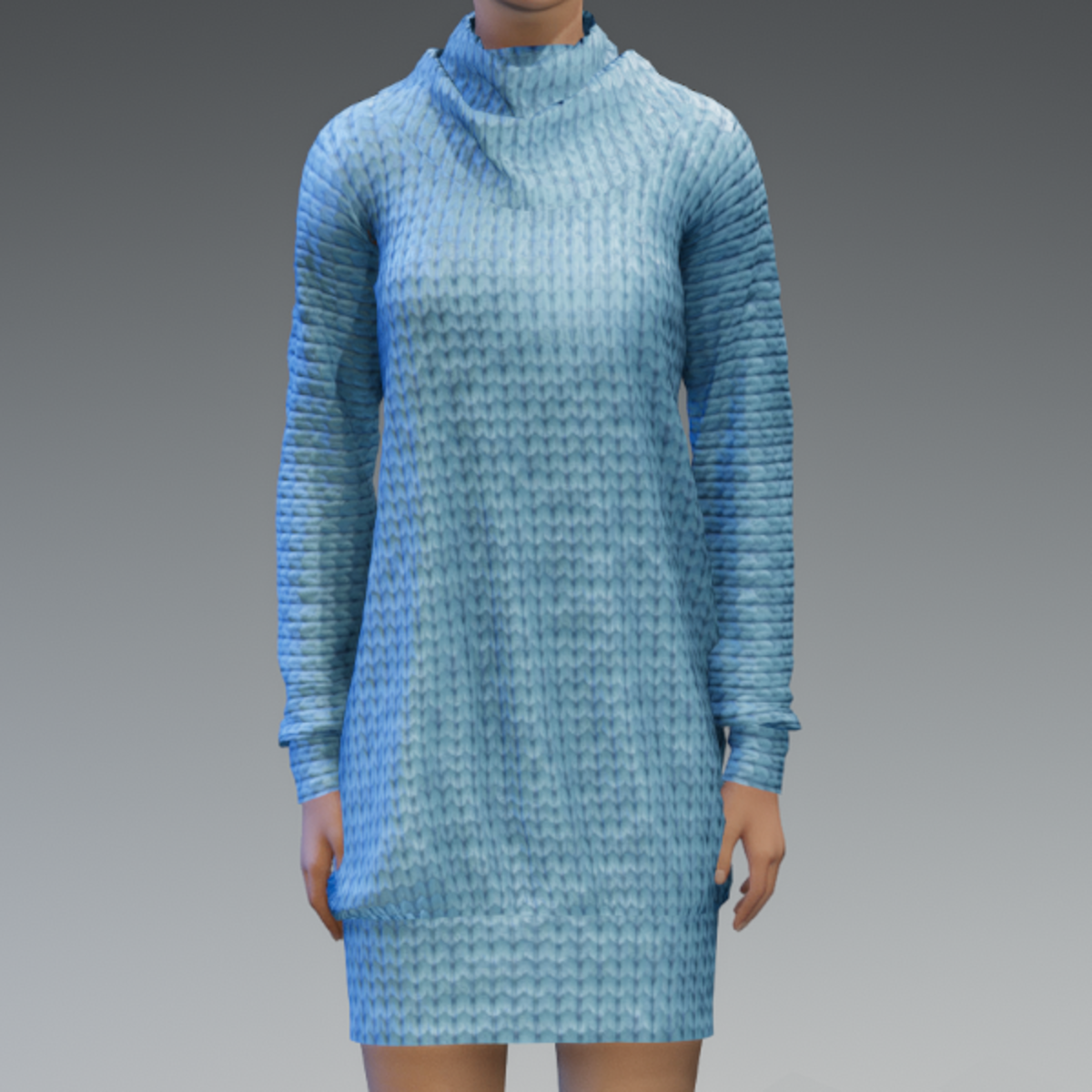 Light Blue Turtleneck Dress