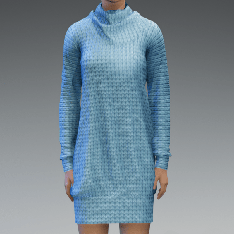 Light Blue Turtleneck Dress