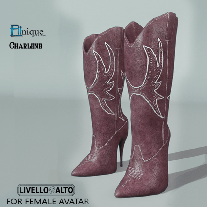 Charlene-Cowgirl Boots,Pink -for LIVELLO ALTO Female Avatar