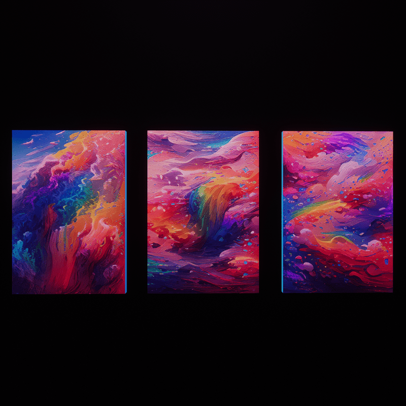 Rainbow Waves 3 Piece Painting