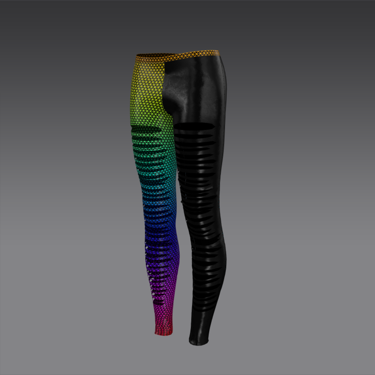Leggings with holes mettalic and leather rainbow