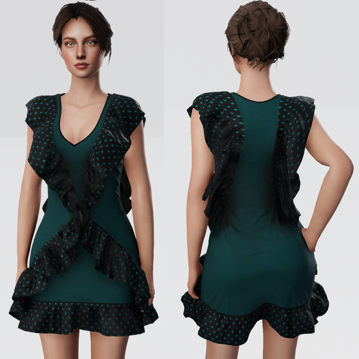 Sleeveless Ruffle Dress - Teal