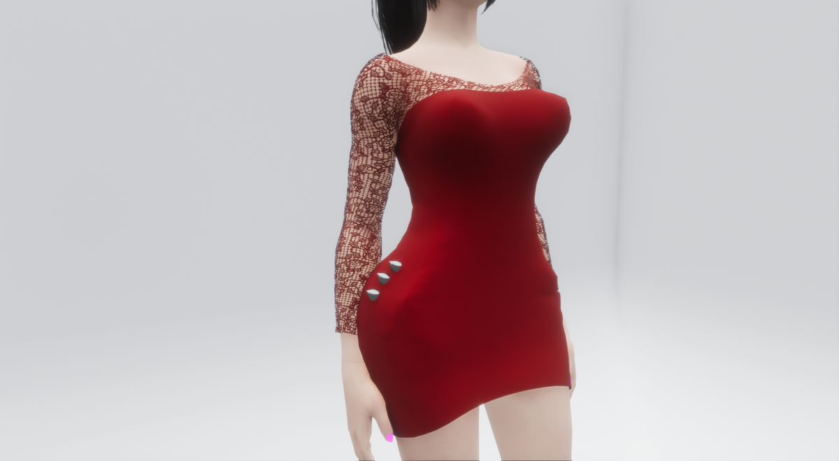 Red Laced Spiked Dress