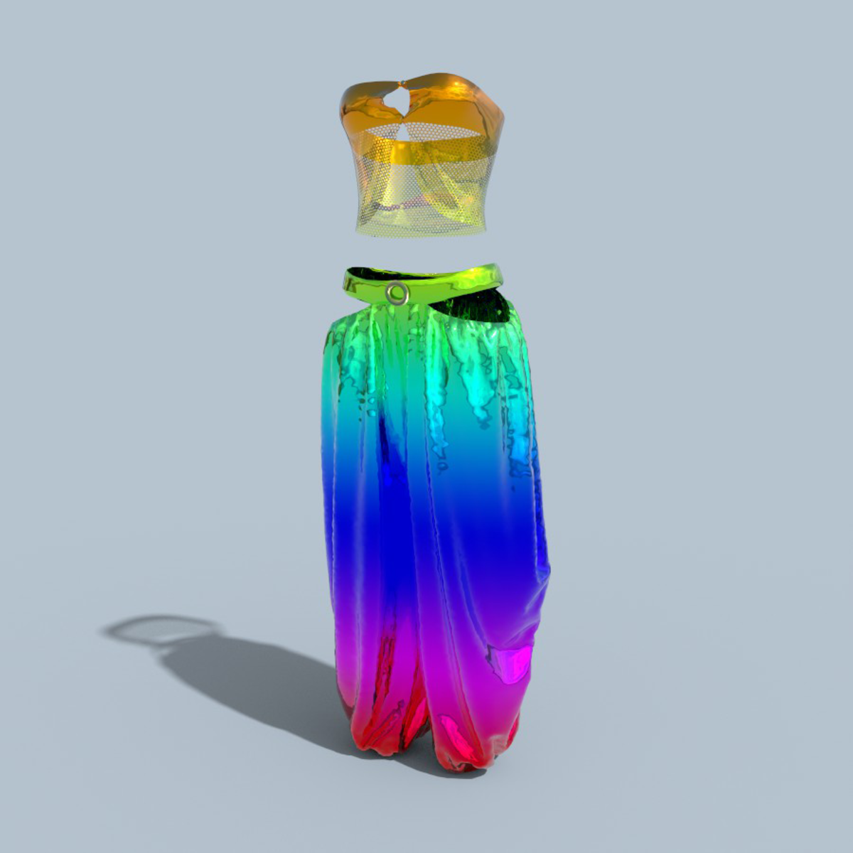 Outfit Orient metallic latex Rainbow2