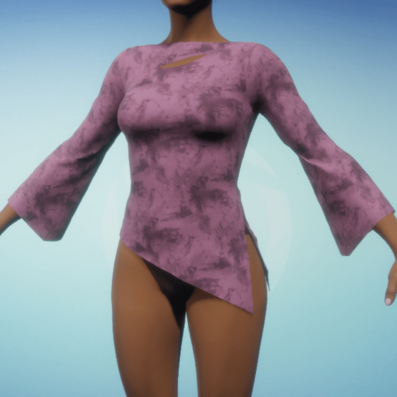 Boatneck Blouse - Pink Abstract