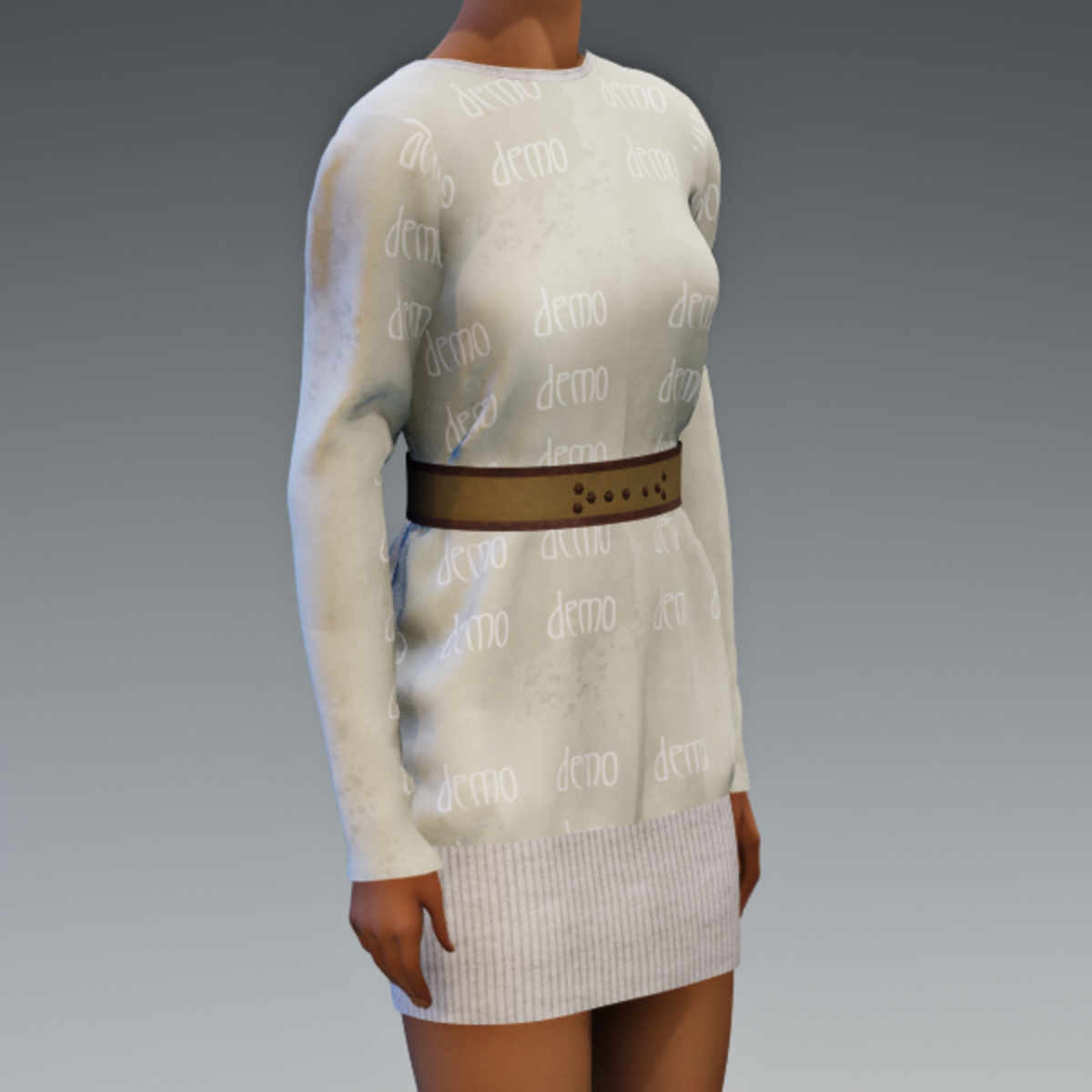 Sleek Knit Tunic with Trimmed Belt- DEMO