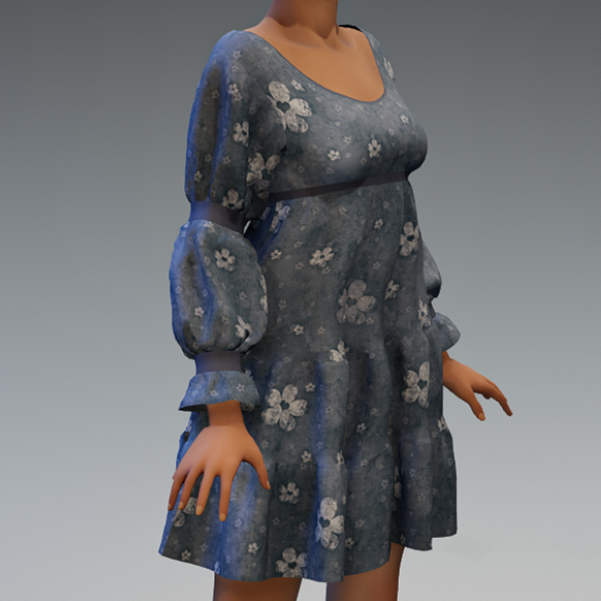 Bo Peep Dress Blue Flowers