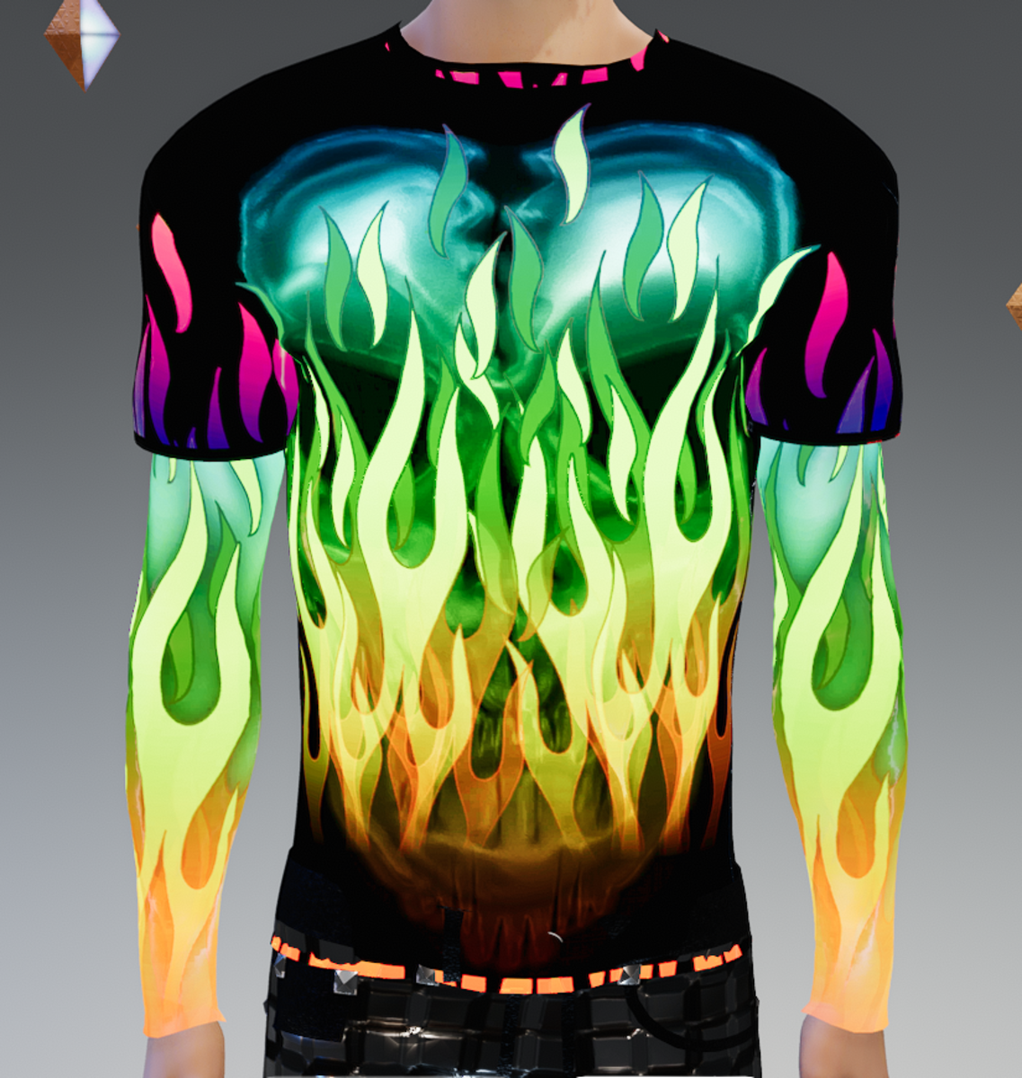 Male - GLOW-Flames Double-Long Sleeve T-Shirt (non-animated)