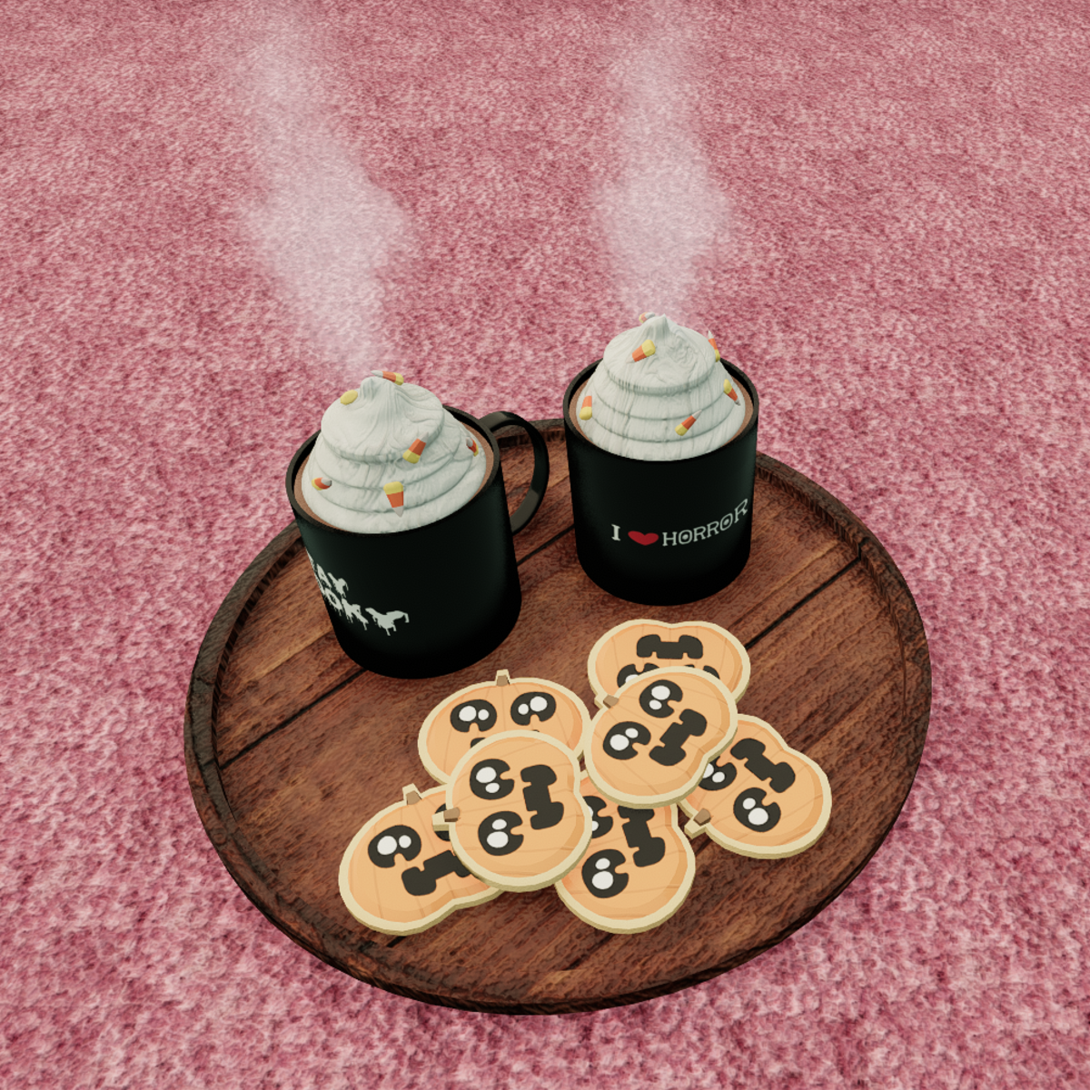 Tray of Hot Cocoa (Halloween Edition)