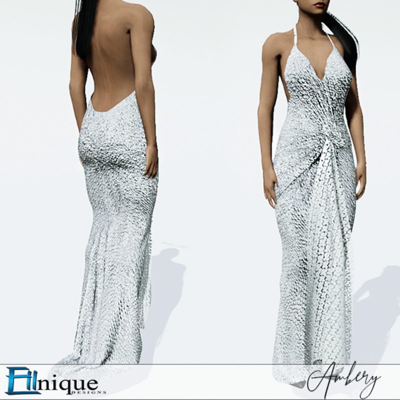 Amber White Glitter Gown
