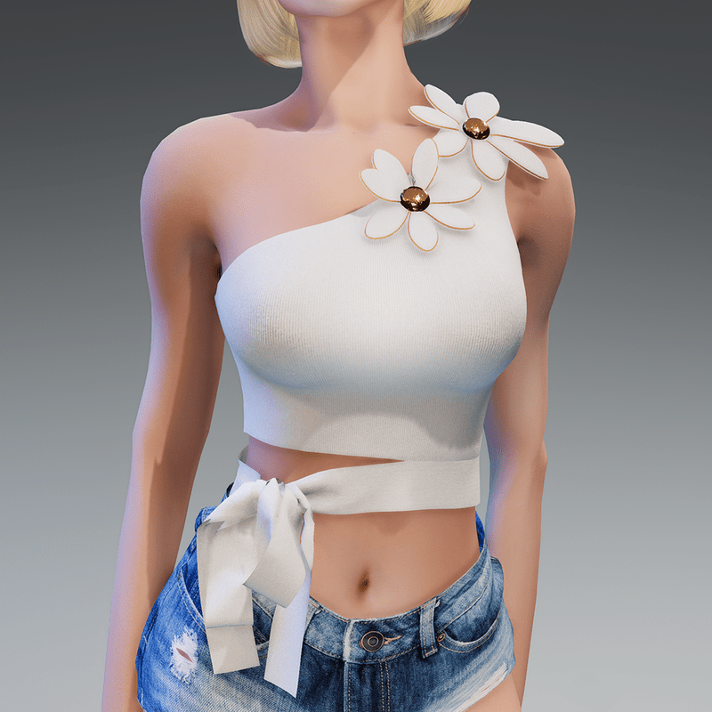 Flower Top in White