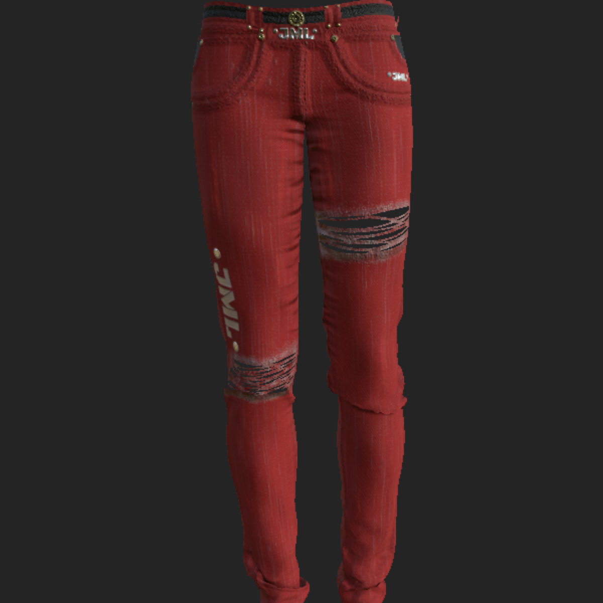 DAMAGED PANTS_ F RED