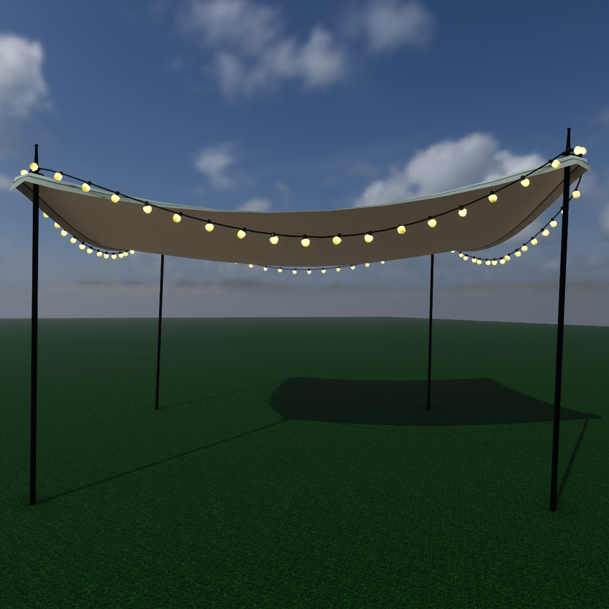 Sun shade with string lights - square