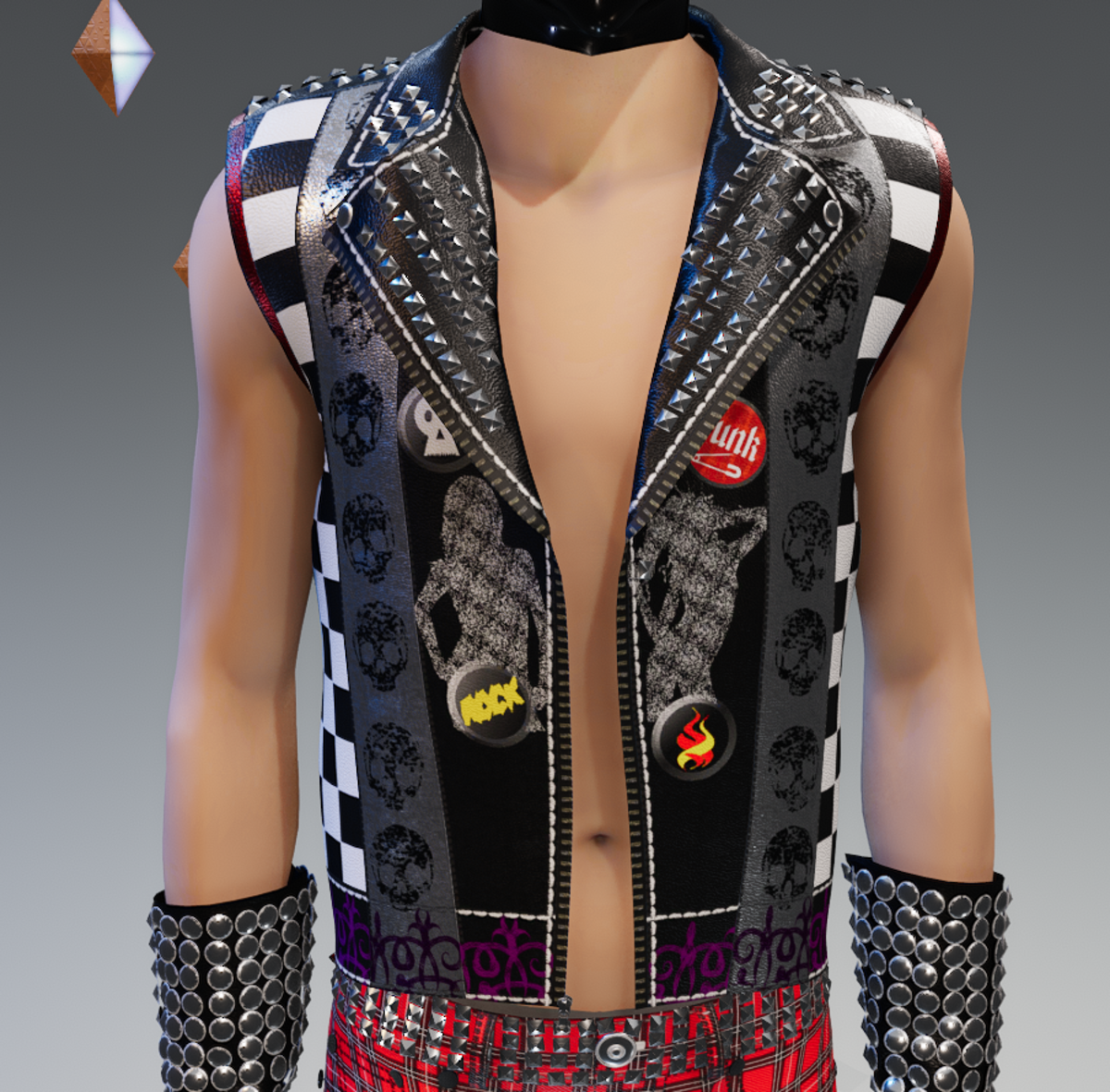Rock 'n' Roll Sleeveless Leather Jacket - Male