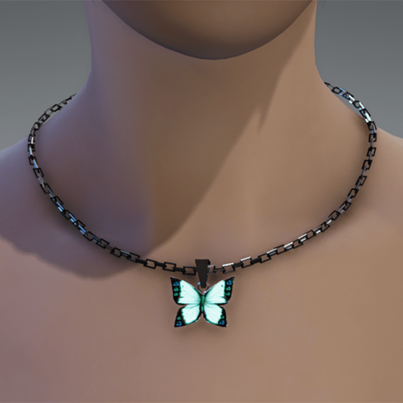 Emissive butterfly chain necklace