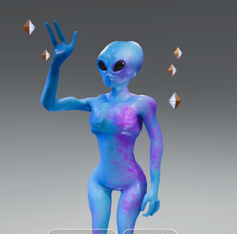 3 finger Female alien blue purple decal avatar