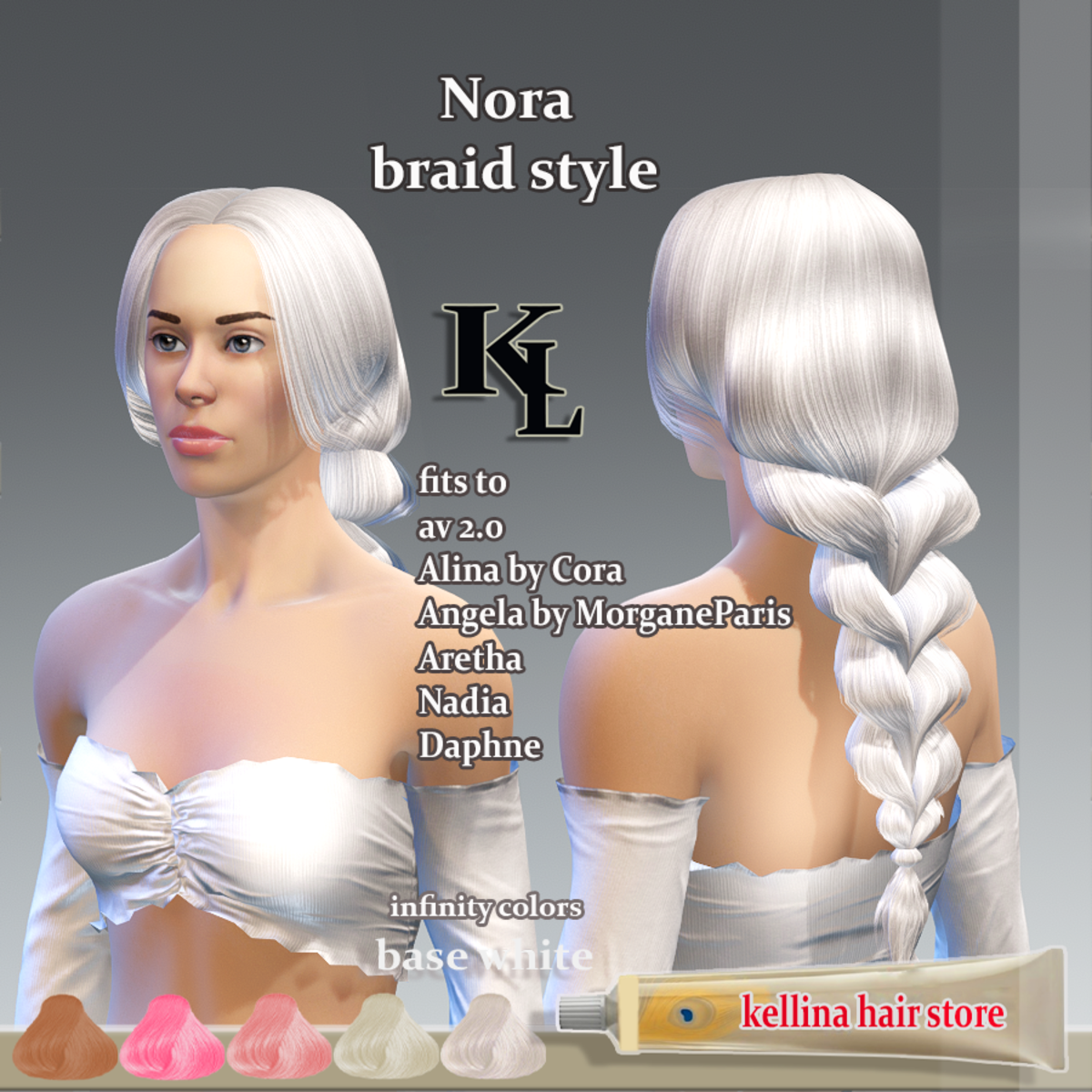 Nora -braid style- base white -infinity colors