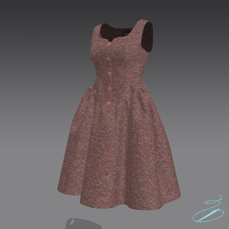 Volume Twill Dress Red