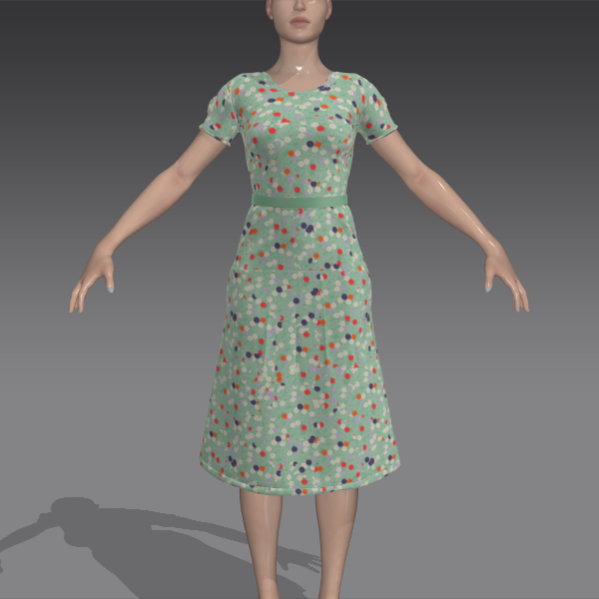 1940's cotton frock-- green print