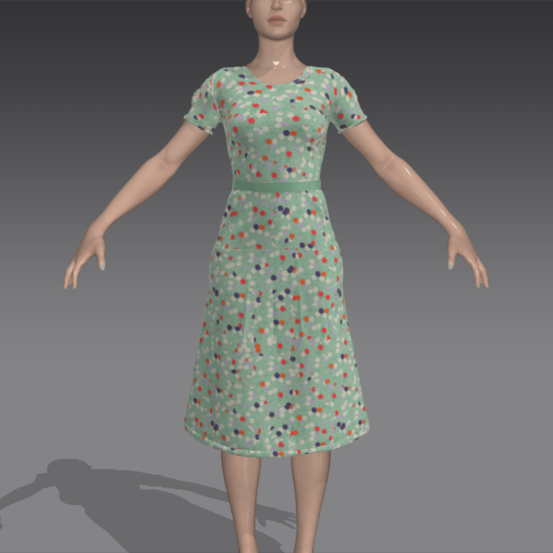 1940's cotton frock-- green print