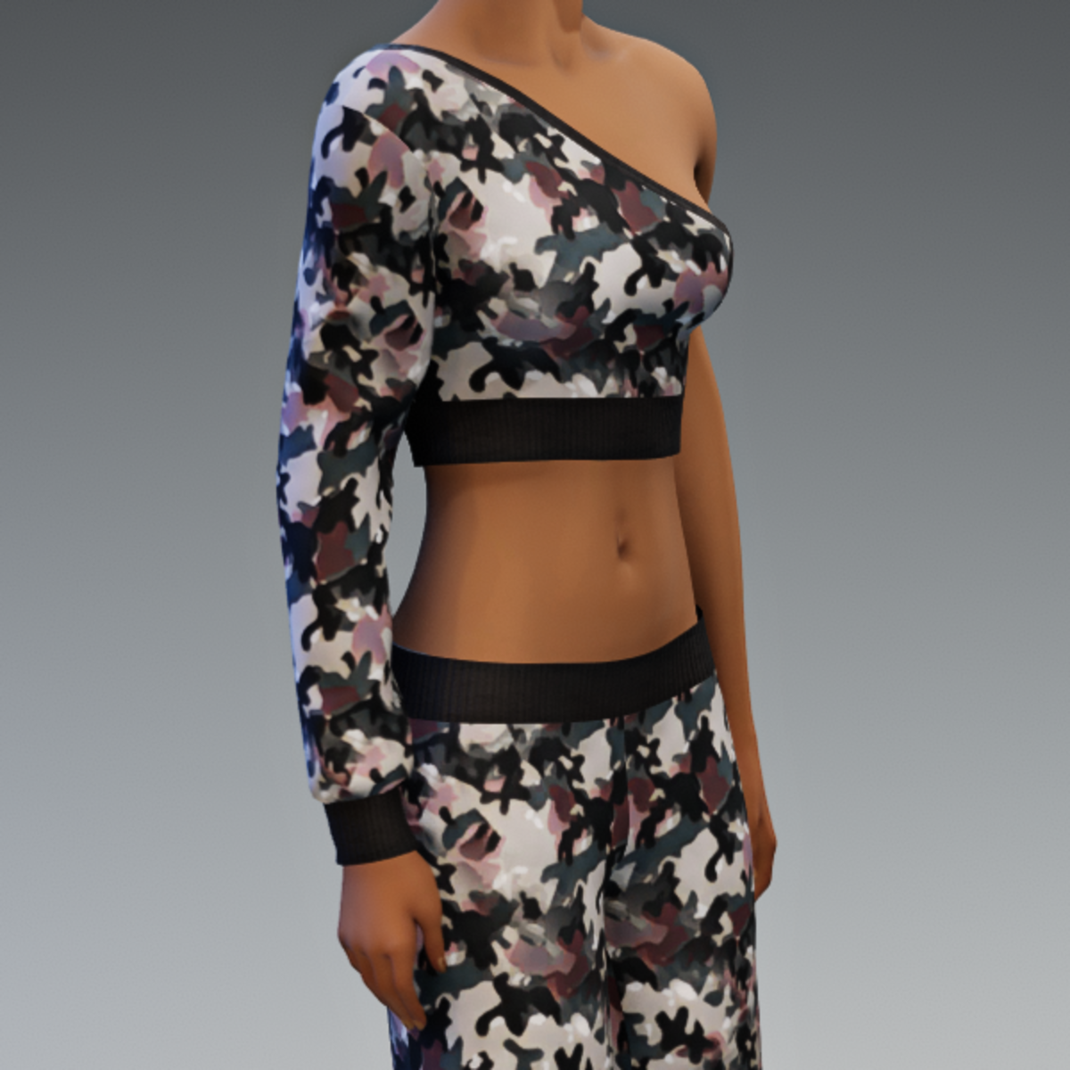 Lazy Jogger Set Black Pink Camo