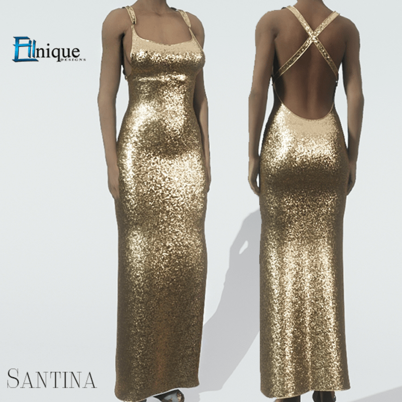 Santina Gold Glitter Gown