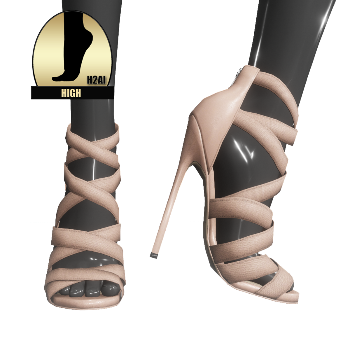 Strappy stiletto sandals for h2ai high - beige