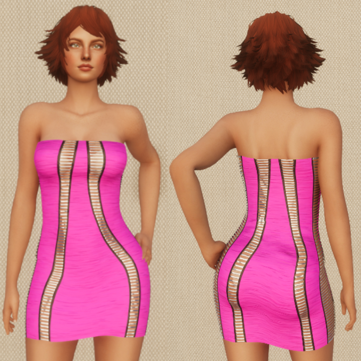 Razor Cut Dress - Pink