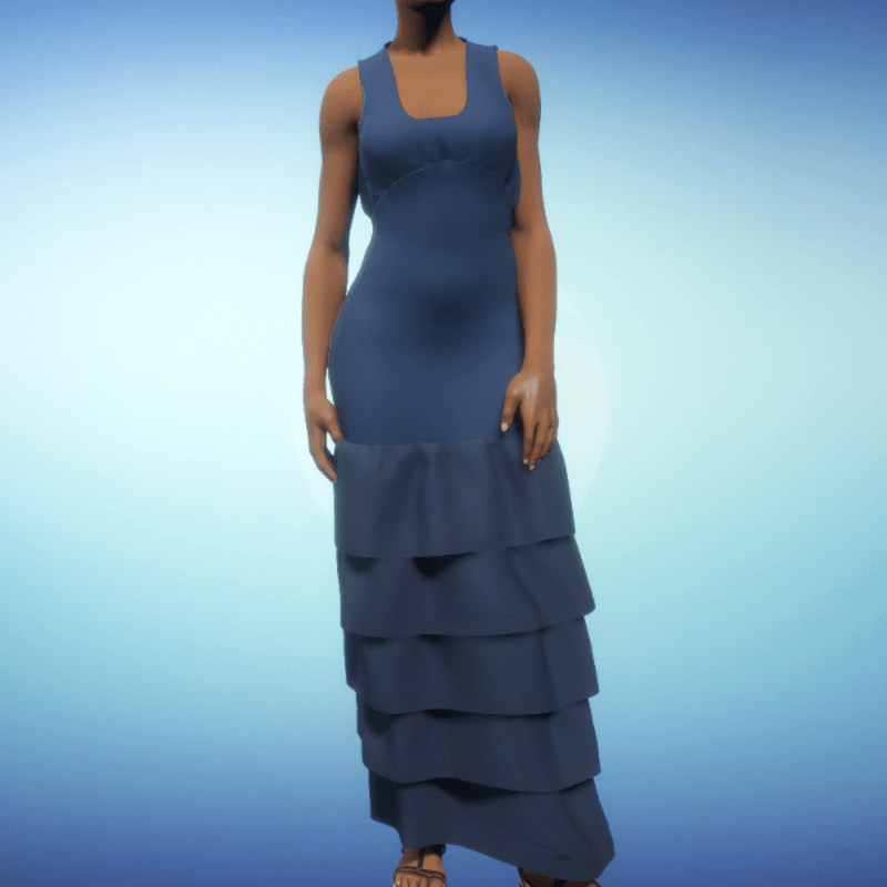Ruffled Gown - Blue
