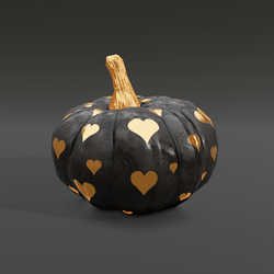 Mini Pumpkin - Black w/ Gold Hearts