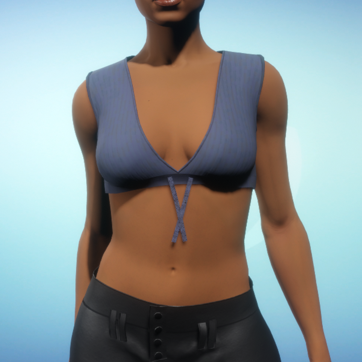 Cropped V-neck - Blue Knit