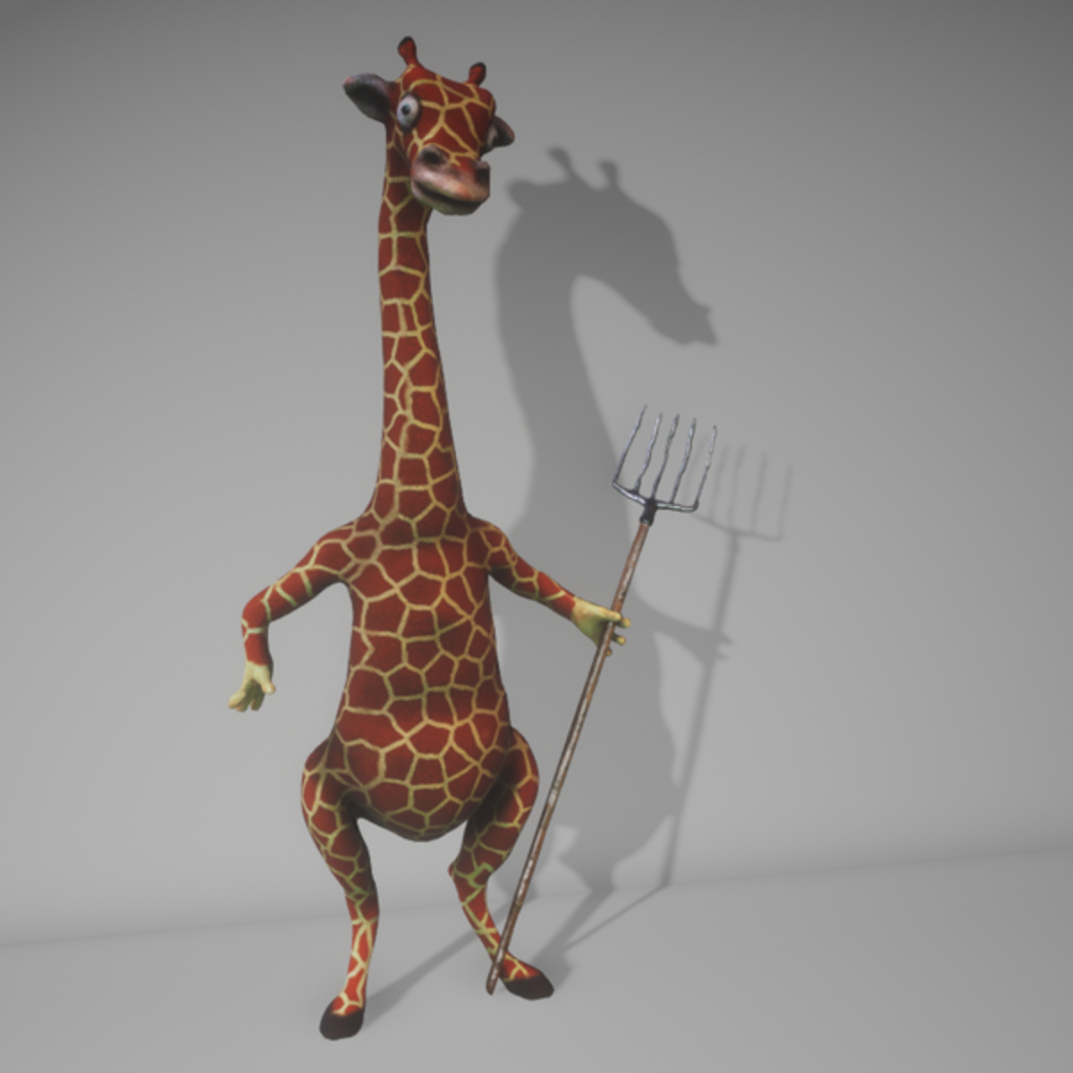Giraffe with pitchfork