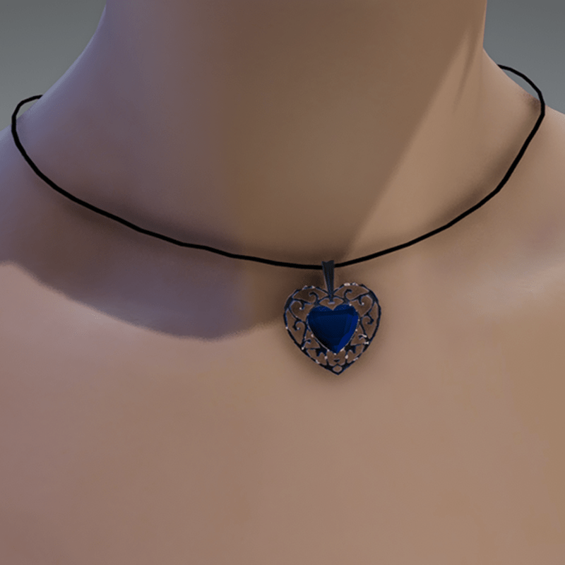 Blue heart pendant necklace